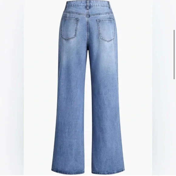 NWOT Commense Seamed Jeans Straight Leg High Rise Denim Medium Wash Blue Size S - Picture 3 of 5